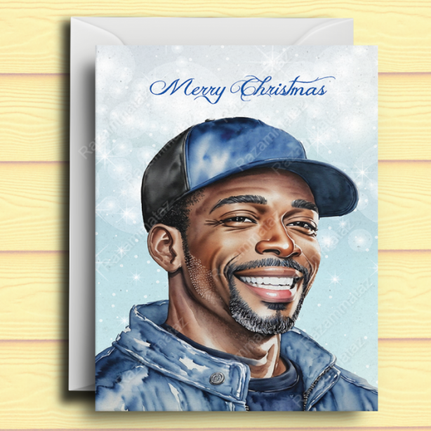Black Man W Christmas Card